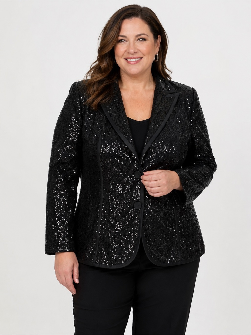 NWT Doncaster Collection Black Sequin Blazer Jacket Size 16 Retail $360